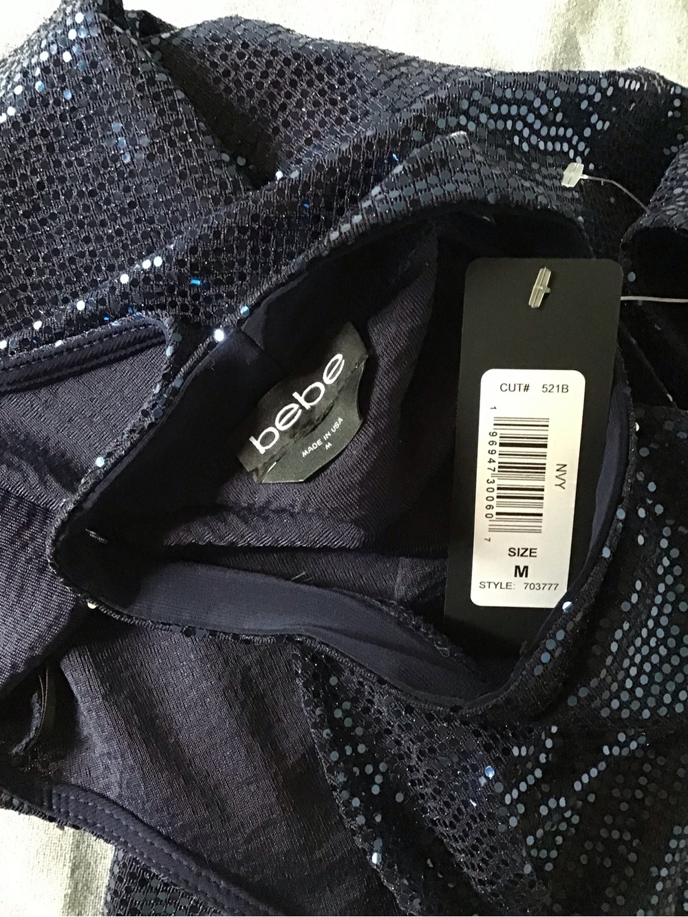 bebe Navy Sequin Halter Midi  Dress Size M - Picture 12 of 13